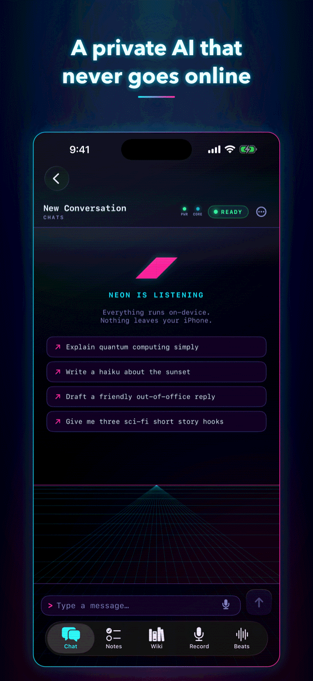 Neon Synthetics offline chat