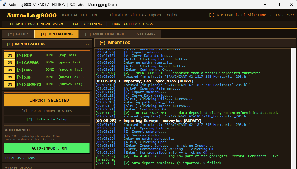 Auto-Log9000 mudlog import automation